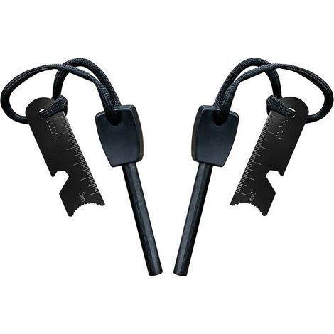 Pierre à Feu de Survie,Allume Feu avec Grattoir, Waterproof, 10,000 Etincelles à 3,000 Degrés, Barre 8 mm, Fire Steel en Magnesium - Fire Starter,Lanière de Cou,Grattoir Multi-Outils(2 pièces) (1/4)