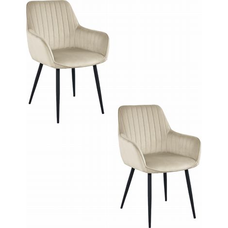 Chaises Valora SELO velours beige pieds noirs ensemble x2 (1/5)