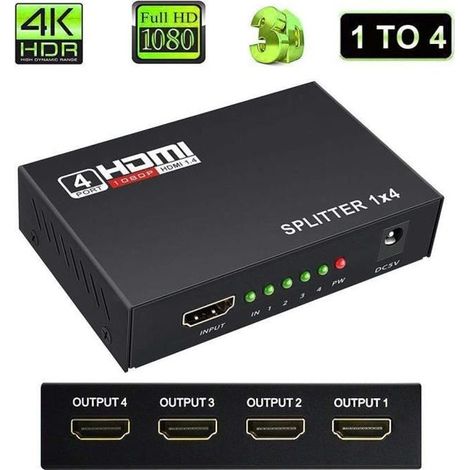 Splitter HDMI - Non spécifié - 1x4 - 4 Ports - 1080p Full HD - Compatible 3D (1/4)