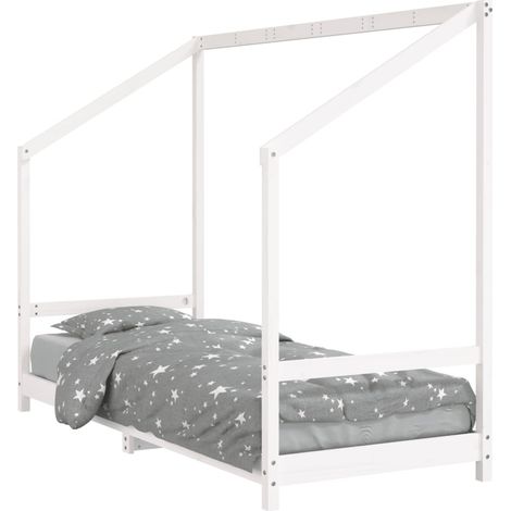 Lit simple Cadre de lit pour enfants blanc 80x200 cm bois de pin massif (1/5)
