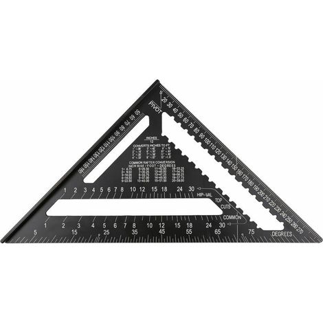 Green Mobility-12 Pouces En Alliage D'Aluminium Rafter Carre Metrique Triangle Regle Double Echelle Triangle Protractor Mise En Page Gauge Haute Precision Facile A Lire La Mise En Page Outil Du Bois,  (1/5)