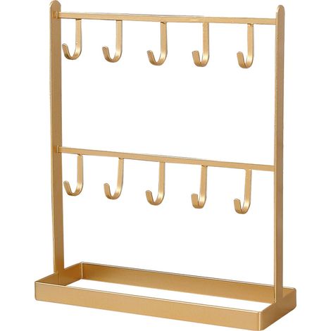 Bureau en fer forgé étagère de présentation bijoux - Boucles d'oreilles cintre collier cheveux accessoires - Bracelet porte-clés rangement organisateur - Support de stockage multifonctionnel pour bijo (1/4)