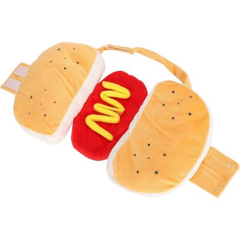 Robe jaune en coton pour chien, motif hot-dog, vêtements chauds pour chiens, taille L. (1/2)