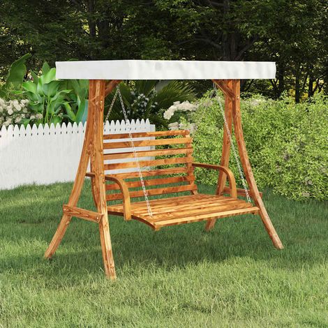 Cadre de balançoire - Accessoire pour tente et tonnelle avec toit crème Bois courbé à finition teck BV520776 - BonneVie (1/5)