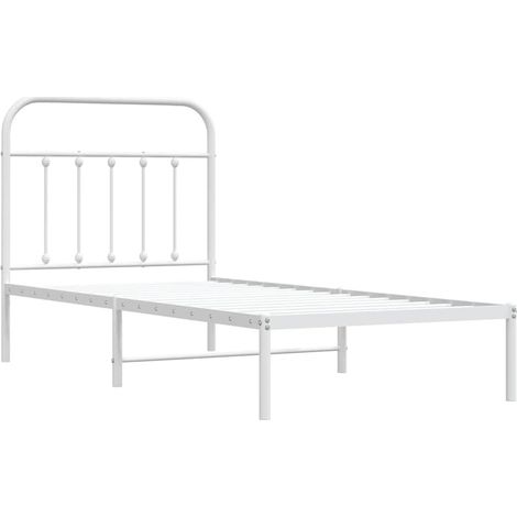 Bettgestell mit Kopfteil Metall Weiß 90x190 cm vidaXL (1/4)