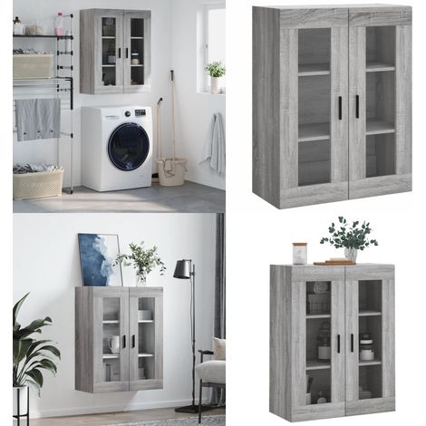 Armoire murale sonoma gris 69,5x34x90 cm - Armoire Murale - Meuble De Rangement - Armoire Suspendu - Buffet - Étagère Murale - Home & Living (1/5)
