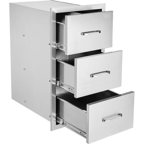 Tiroir de Cuisine Extérieure 40,6 cm L x 72,4 cm H x 52,1 cm P, Triple Accès BBQ en Acier Inoxydable avec Poignée, pour Îlot de Cuisine Extérieur ou Station de Grill (1/5)