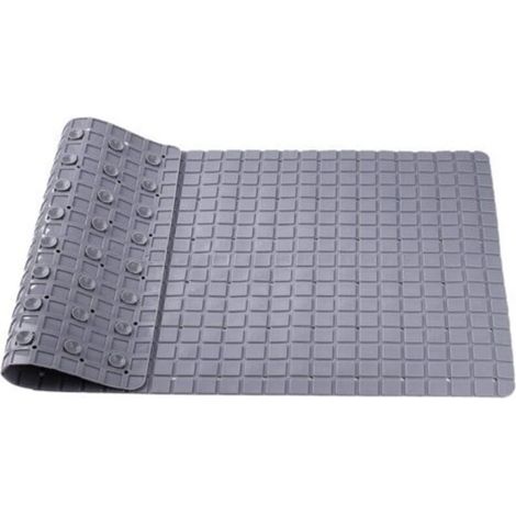 Non-Slip Shower Mat, Bath Mat with Suction Cups, Drain Holes for Tub and Shower, Anti-Mold Mat, 70 x 40 cm, Grey (1/4)