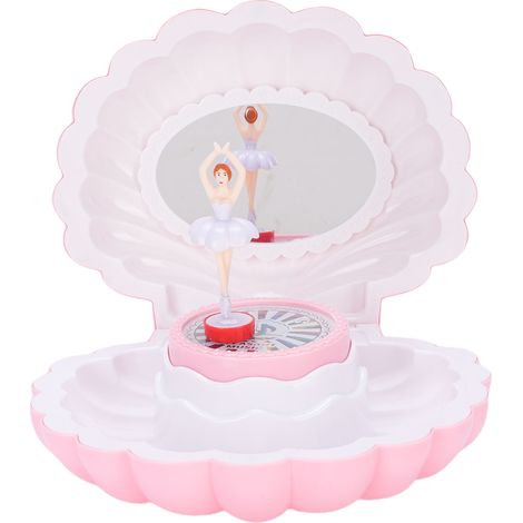 Boîte à bijoux musicale pour enfants, avec lumières colorées et miroir de maquillage, organisateur de bijoux musical rose pour filles (1/5)
