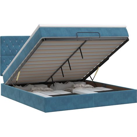 Maison Exclusive - Letto ottomano con materasso Blu Scuro 140 x 200 cm Velluto (1/5)