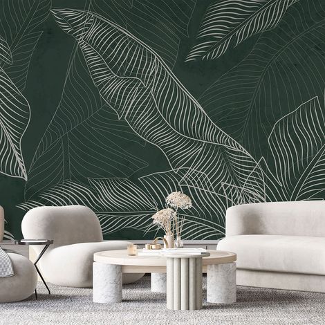 Papier peint panoramique - Feuilles tropicales - 130 cm x 58 cm (1/4)
