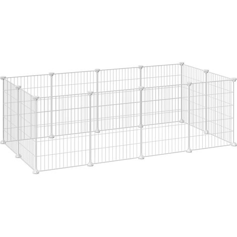Cage pour animaux, parcours pour chiot, cage pour cochon d'Inde, hamster, lapin nain, grille métallique, blanc (1/5)