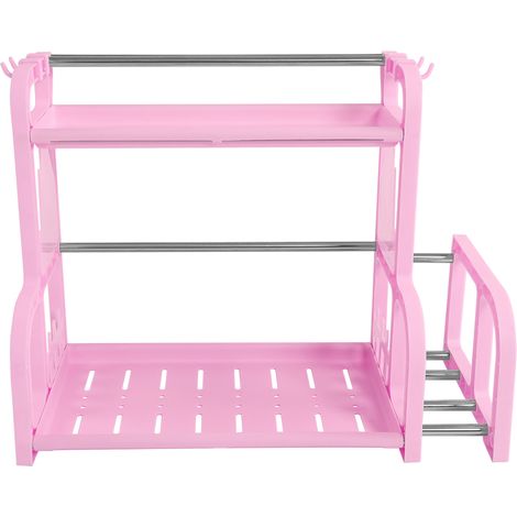 Rangement Cuisine 2 Niveaux Avec Porte-Planches Et Crochets Acier Inoxydable Pour Ustensiles Organisateur De Comptoir Rose 1 Piece (1/5)