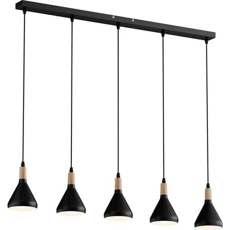 Lindby – Ceiling light dimmable 'Arina' – 5-bulb pendant – black metal shades – for living room and dining room – creates warm atmosphere (1/5)