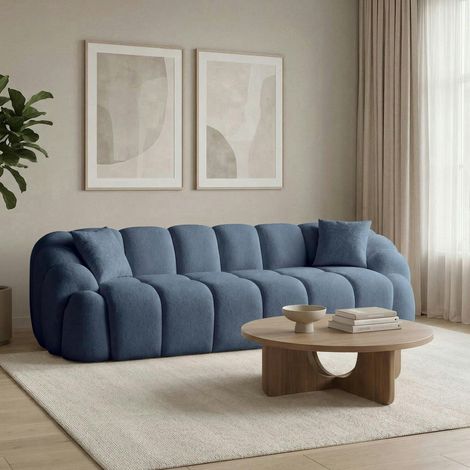 Canapé 4 places bleu design arrondi ONDA (1/5)