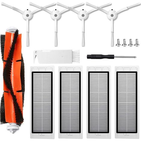 Kit d'accessoires pour Xiaomi Roborock S5 S50 S51 S55 S5 Max S6 S60 S65 S6 Max S6 Pure S6 MaxV, Accessoires de Rechange pour Xiaomi Roborock, 1 Brosse principale, 4 Filtre Hepa, 4 Brosse Latérale (1/5)