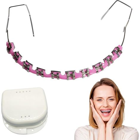 1 Piece Pink Fake Dental Device Set, Comes with a White Storage Case, Fake Dental Appliance, Fake Toothguard to Clip On, Used to Correct the Shape of Teeth (1/5)