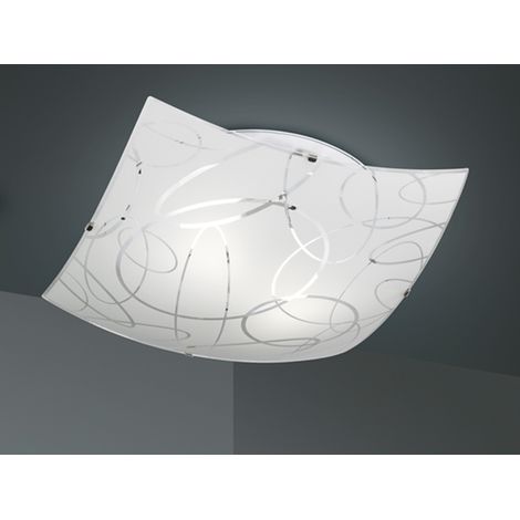 Eckige LED Deckenleuchte DIMMBAR Glas mit modernem Dekor, Quadrat 40cm (1/5)