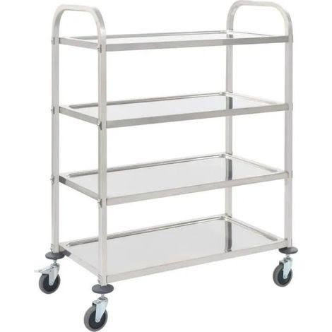 vidaXL 4-Tier Kitchen Trolley 107x55x125 cm Stainless Steel