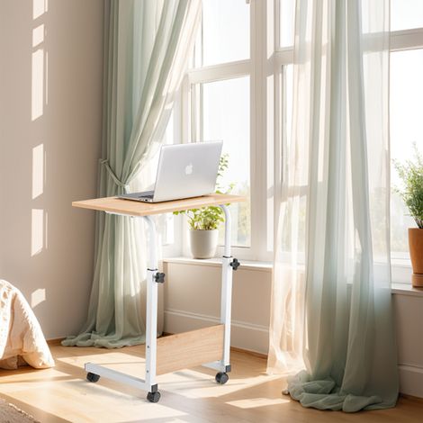 Durable Adjustable Computer Desk with Scratch-Resistant Oak Finish, Lightweight Design for Small Spaces, Ideal for Home Office or Living Room