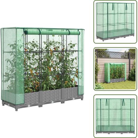 Hochbeet mit Gewächshaus-Aufsatz Rattan-Optik 120x40x123 cm - Hochbeet - Hochbeete - Garten Hochbeet - Pflanzbeet (1/5)