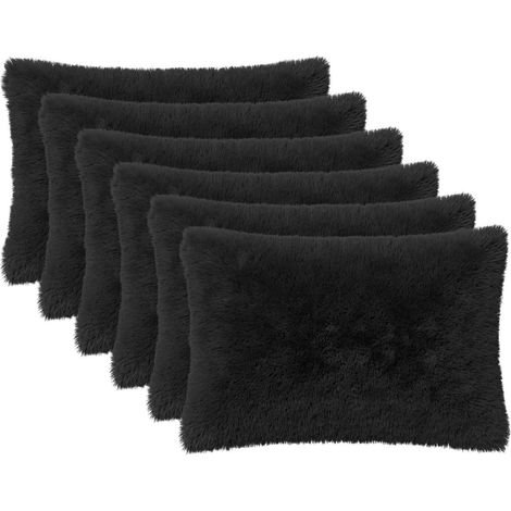 Housse de coussin 6 pcs HEERLEN Noir 50 x 80 cm Fleece PV vidaXL