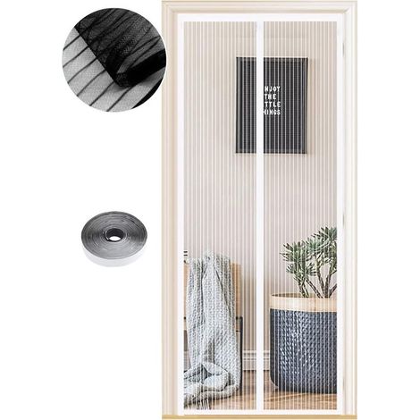 Cortina antimosquitos magnética para puerta de 120x210cm – Imanes potentes, cierre automático, color negro. (1/4)