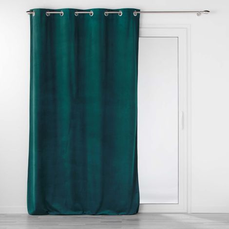 Rideau d'ameublement en velours reliefé Vert emeraude 140x260 cm (1/4)