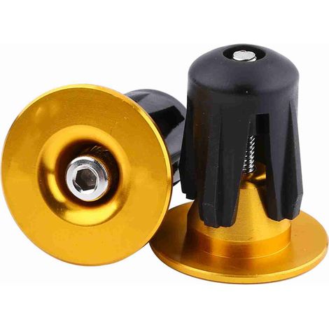 Manopole per manubrio di bicicletta in alluminio colorato, 2 pezzi, tappi terminali (oro). (1/5)