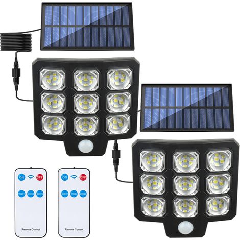 2 projecteurs solaires d'extérieur 90 LED avec détecteur de mouvement, étanche, 3 modes d'éclairage, éclairage de jardin (1/5)