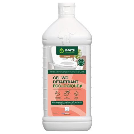 Gel WC détartrant écologique 1L – 96% d'ingrédients biosourcés – Parfum pin des Landes – Efficacité optimale pour cuvettes – Le Vrai Professionnel
