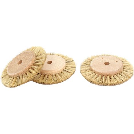 65mm Dia Holznabe 2 Reihen Borstenrad Bürstenschleifen Reinigungswerkzeug Beige 3 Pièces (1/2)