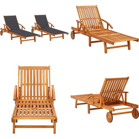 Sonnenliegen 2 Stk. mit Auflagen Massivholz Akazie - Holz-Sonnenliegen - Gartenmöbel - Akaziengartenmöbel - Lounge Möbel - Outdoor Furniture - Home & Living (1/5)