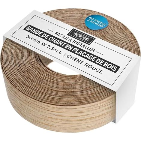 30mm Chêne Rouge Chant en placage Bois préencollé 7,5 m (1/5)