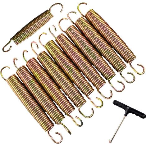 Lot de 10 ressorts pour trampoline + outils - 165 mm argent