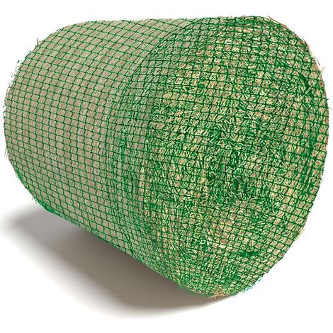 Filet à foin pour balles rondes - Diamètre : 180 cm - Maillage : 4,5 x 4,5 cm - Filet d'alimentation à mailles fines pour chevaux - Prolongation des temps de repas - Vert - Diamètre : 180 cm (1/5)