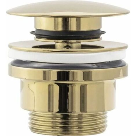Siphon d’évacuation pour lavabo universel CLIC-CLAC REA Gold avec fonction trop-plein, en laiton chromé, 1 pièce (1/4)