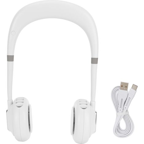 Mini-Faltventilator für den Nacken, USB-aufladbar, 3 Geschwindigkeitsstufen mit Luftstromregulierung, Weiß