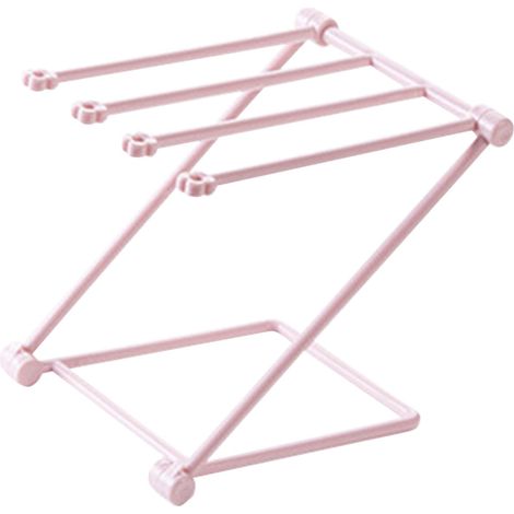 Égouttoir à torchons de comptoir, 4 bras, pliable, porte-serviettes vertical, support pour torchons de cuisine, rose clair (1/5)