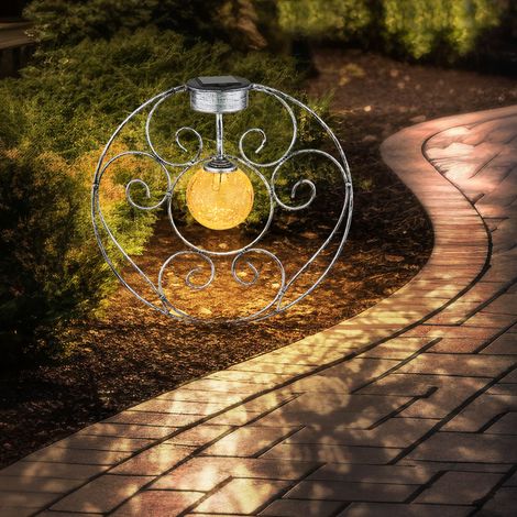 Lampe solaire boule de verre orientale lumière décorative lampe de jardin lampe solaire solaire en métal pour l'extérieur, verre en métal, piquet de sol, 1x LED 0,06W blanc chaud, LxPxH 30x8,5x41 cm (1/5)