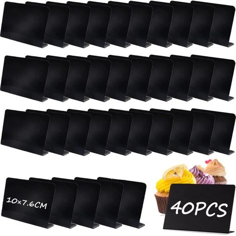 Pack of 40 Mini Blackboards, Mini Display Boards, Small Blackboards for Bakeries, Buffets, Weddings, Parties, Food Signs (100 x 76 mm) (1/5)