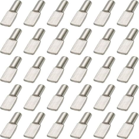 100Pcs Taquet Etagere, 5mm Support d'Étagère Étagère Broches Cheville Etagere Supports de Plaque en Métal Nickelé pour Armoire Bureau Accessoires (1/4)
