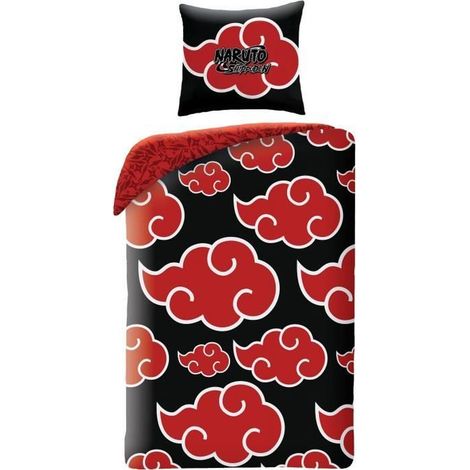 Set di biancheria da letto - NARUTO - Akatsuki - Microfibra - 1 copripiumino 140 x 200 cm + 1 federa 63 x 63 cm (1/2)