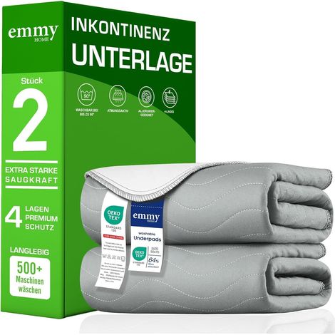 Alèse lavable pour incontinence 75 x 90 cm, lot de 2 pièces - Protection imperméable pour matelas, protection contre les fuites pour le lit, protection pour matelas (75x90 cm - 2) (1/5)