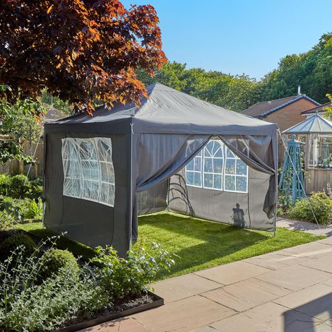 3m Grey Gazebo with Sides Windows Zip Up Marquee Outdoor Garden Party Camping (1/5)