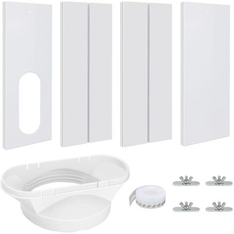 QORVA-Kit de climatiseur de fenêtre portable, lot de 4 grilles d'aération réglables pour climatiseur mobile, kit de ventilation de fenêtre AC, kit de joint de porte et de fenêtre avec tuyau
