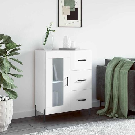 Sideboard Hochglanz-Weiß 69,5x34x90 cm Holzwerkstoff (1/5)