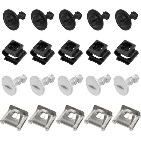 Lot de 20 clips de fixation pour protection de dessous de caisse - Vis et écrous en tôle - Protection du moteur - Clips de protection remplaçables pour A4 A6 B5 (1/5)