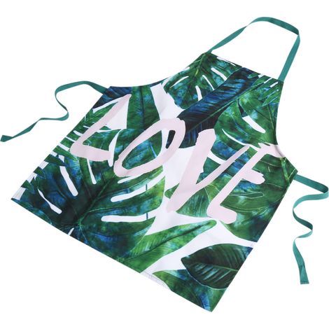 Tablier De Cuisine - Motif Plantes Vertes - Polyester Respirant - Pour Cuisson Et Jardinage - 1 Pièce (1/5)