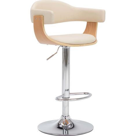 Maison Exclusive - Barhocker 2 Stk. Creme Bugholz und Kunstleder